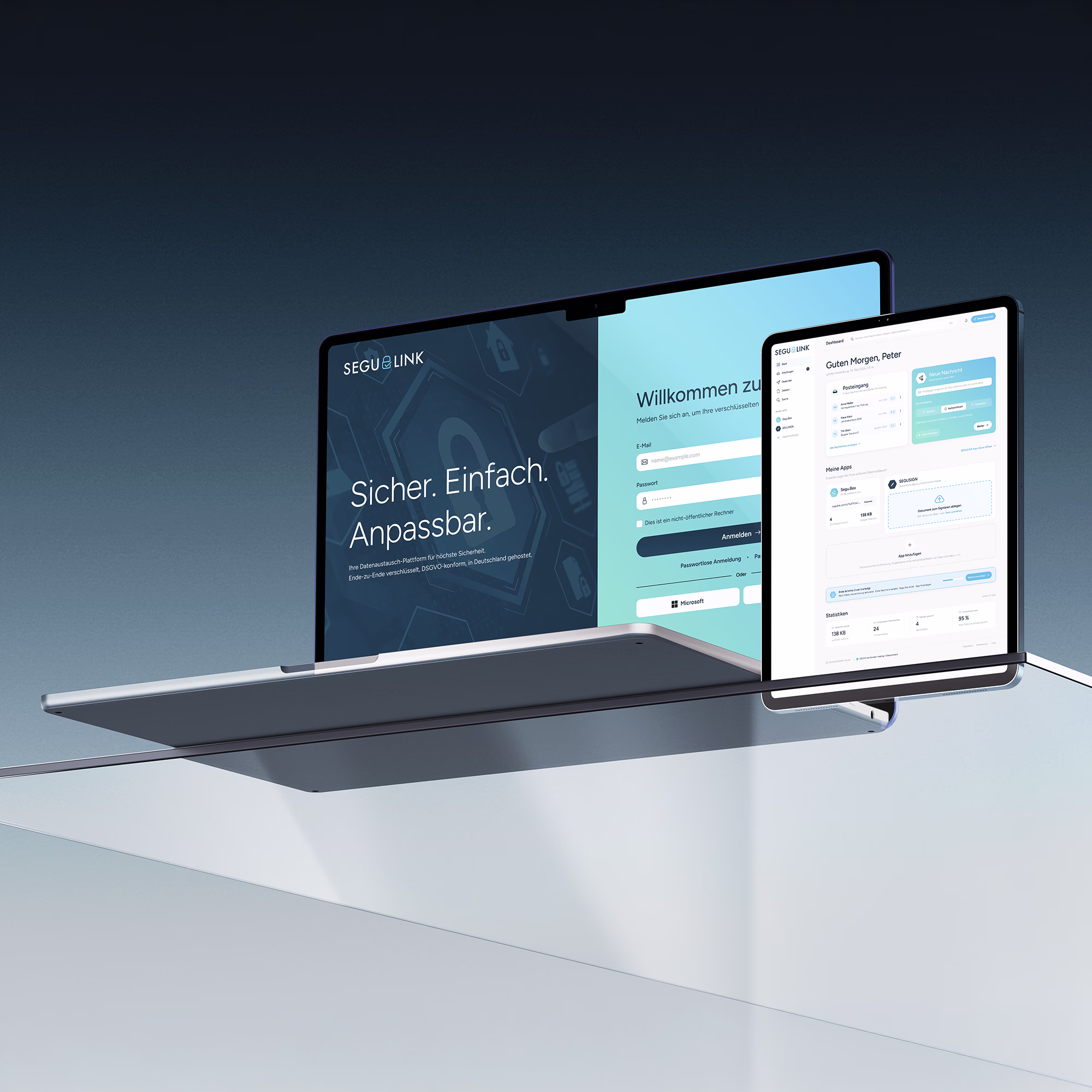 SEGULINK, Produkt-Redesign auf Laptop und Tablet